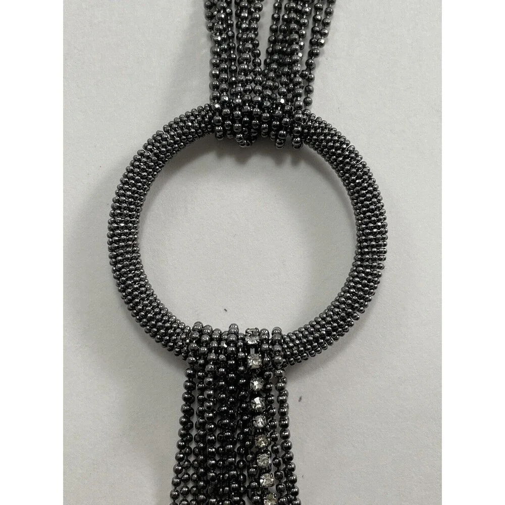 Joan Rivers Multichain And Circles 29 inch Necklace Rhinestone Dark Silver Tone - Picture 16 of 16